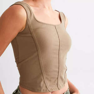 Top Corto Premium para Mujer, Personalizado, Sin Mangas, Acanalado, Ligero, Elástico, Ajustado, Informal, de Verano, a la Moda - Product Image 3