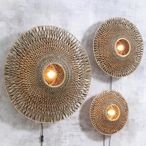 Handwoven bamboo <b>sconces</b> factory price modern light fixtures outdoor <b>wall</b> lamp cheapest price - Product Image 1