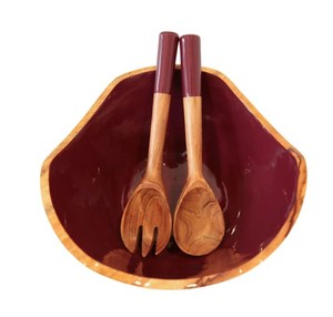 Bol de service en bois, vaisselle, ustensiles de cuisine, décoration intérieure, bol polyvalent en bois, bol en bois durable, artisanal - Product Image 3