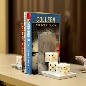 Luxury Marble Dice Decorative <b>Book</b> Holder Set Modern Desk Organizer for Home Office <b>Library</b> Shelf and Study Room Decor - Product Image 3