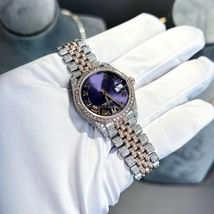 Montre-bracelet unisexe de luxe en or rose avec bracelet en acier inoxydable de style hip-hop en diamant moissanite VVS pour dames et messieurs - Product Image 5