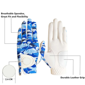 Guantes de Golf de Moda, Cuero Cabretta Azul, Tela de Superfibra, Transpirables, Antideslizantes, Agarre Suave, para Mano Izquierda o Derecha - Product Image 3