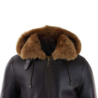 Blousons en cuir shearling pour hommes, à capuche, col montant, logo personnalisé, écologiques, respirants, doublés, chauds, pour l'hiver, décontractés, pour l'extérieur