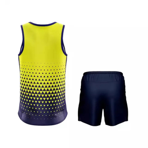 Sublimated <b>Running</b> Tank Top With Shorts Set Neon Green Gradient Design For Track And Field Training Wear - Product Image 5