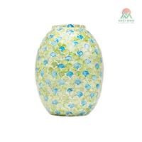 Vase ovale en céramique avec motif écaille vert-bleu pour la décoration intérieure et le rangement des fleurs