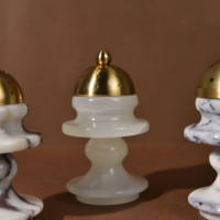 Nouveau style – Brûleur d'encens Bakhoor en jade naturel et travertin, décoratif pour la maison, en pierre beige et marbre