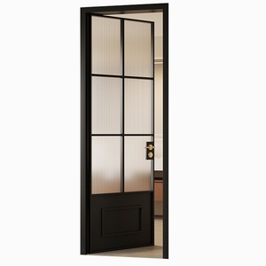 Lusso stile francese telaio in alluminio <span class=keywords><strong>porta</strong></span> in vetro con forma quadrata e oro nero zigrinatura leva maniglia <span class=keywords><strong>per</strong></span> Villa - Product Image 3