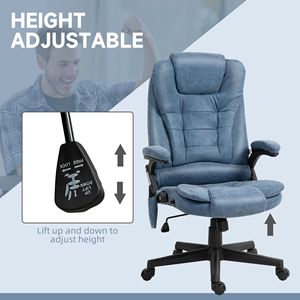 Poltrona Direzionale Reclinabile Riscaldata con 6 Punti di Vibrazione, Braccioli e Telecomando, Blu, Realizzata in Legno - Product Image 5
