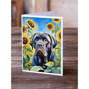 Mastiff napolitain lunatique en tournesols A7 carte de voeux Pack 8 cartes vierges avec enveloppes taille 5x7 - Product Image 2