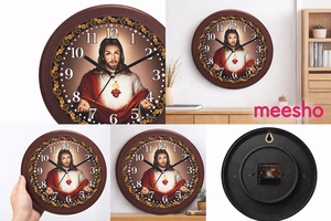 Jesus Christ Personalized Wall <b>Clock</b> Religious Christian Home Decor <b>Silent</b> Quartz Customized Color Gift Box Packaging for Easter - Product Image 3