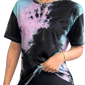 Camisetas Tie Dye para Mujer al por Mayor, Camisetas de Algodón Extra Grandes con Diseño Gráfico Personalizado, Ropa Urbana, OEM, Marca Privada - Product Image 1