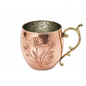 Mug en cuivre motif nid d'abeille pour Moscow Mule avec poignée géométrique en laiton, logo personnalisé, qualité alimentaire, tasse à bière en cuivre massif – Vente en gros - Product Image 3