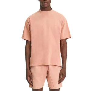 ชุดเซ็ตเสื้อยืดแขนสั้นผู้ชายทรงโอเวอร์ไซส์ ผ้าคอตตอนผสมไม้ไผ่ 100% หนัก 280gsm 300gsm 320gsm  แบบดรอปโชว์เดอร์  รับสกรีนโลโก้ตามสั่ง ปี 2026 - Product Image 1