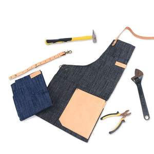 Delantal de trabajo sin mangas de mezclilla encerada y cuero, clásico, térmico, duradero, personalizado, para carpintería y bicicleta - Product Image 2