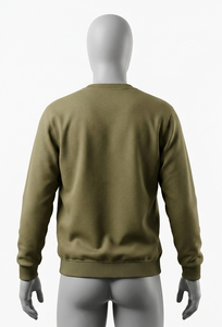 เสื้อสเวตเชิ้ตคอกลมสีเขียวมะกอกสำหรับผู้ชาย ทรงปกติ ผ้าถัก สีพื้น สวมใส่สบายๆ สำหรับฤดูใบไม้ร่วง - Product Image 2