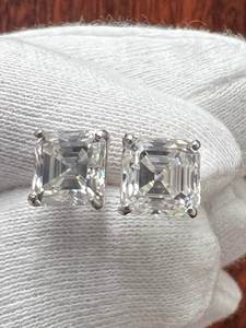 Sparkle 6MM Asscher Cut Moissanite <b>Stud</b> Earrings 925 Sterling <b>Silver</b> For Unisex Birthday Anniversary Wishes Gift for Charms - Product Image 1
