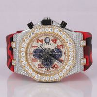 Montre de luxe pour homme, boîtier en acier inoxydable argenté, cadran en cristal saphir, lunette sertie de diamants, mouvement à quartz ETA analogique, bracelet en silicone 28 mm