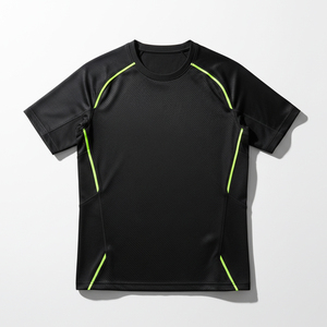Solid Color Raglan Sleeve Gym T-Shirt Contrast Stitching Athletic Fit Training Tee Durable 4 Way <b>Stretch</b> Fitness Clothing - Product Image 1
