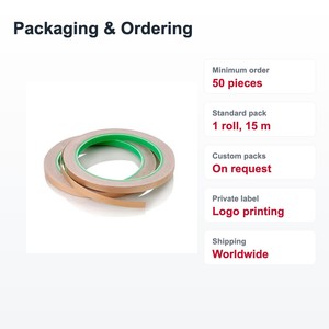 TECHINSTRO เทปทองแดงนำไฟฟ้า 12 มม. x 15 ม. พร้อมกาวนำไฟฟ้าสำหรับป้องกัน EMI ซ่อมแซม PCB สายดิน CFT-0012 - Product Image 4