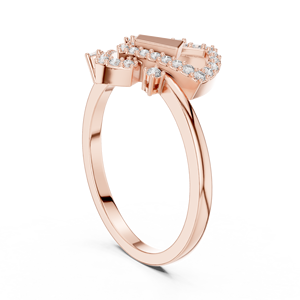 Bague de luxe en moissanite à motifs géométriques superposés, argent 925/or rose rhodié |   Bague de mode pour femme moderne pour les soirées |   Bijoux fins OEM/ODM - Product Image 4