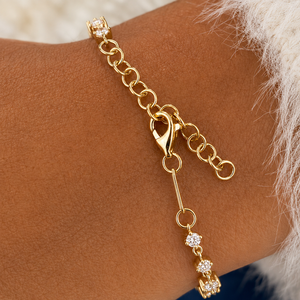 Pulseras de tenis vintage chapadas en oro vermeil de 10K con moissanita de corte brillante redondo, joyería para regalo de cumpleaños - Product Image 3