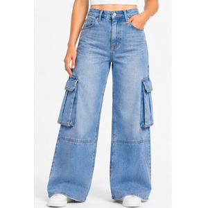 Jeans de Mezclilla de Cintura Alta para Mujer, Corte Bootcut, Color Índigo Oscuro, Ajuste Ajustado, Transpirables, de Algodón, con Logotipo Bordado, Tallas XXS-XS - Product Image 1