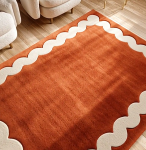 Alfombra de Lana Afelpada de Alta Calidad, Nueva, Color Naranja, Hecha a Mano, para Sala de Estar, Hoteles, Baño y Cocina - Product Image 3