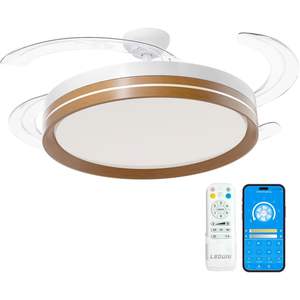 Ventilador de Techo LED de 50 cm con Control Remoto y Aplicación, Motor DC, 66 W 8280 LM, Temporizador, 6 Velocidades, 4 Aspas Retráctiles, 3 - Product Image 1