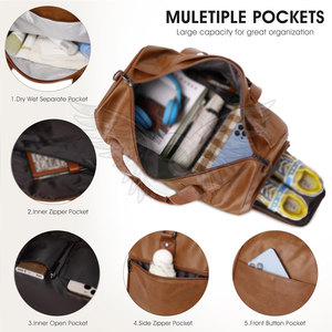 Sac de voyage en cuir pratique avec plusieurs poches, idéal pour les voyages professionnels, les séances de sport et le transport quotidien - Product Image 3