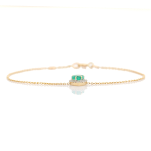 Latest Trending Products Zambian Emerald & Diamond K14 <b>Solid</b> Yellow <b>Gold</b> Spring Lock Heart Halo Bracelet Bulk Fine Jewelry - Product Image 5