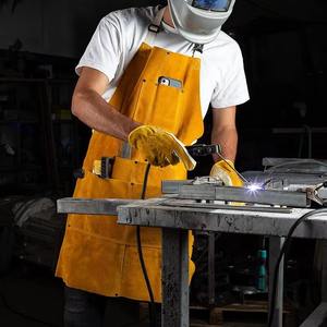 Custom Unisex Split Cow Leather Welding Apron <b>Fire</b> Resistant PPE Safety Work Apron with <b>Tool</b> Pockets Heat Resistant Heavy Duty - Product Image 3