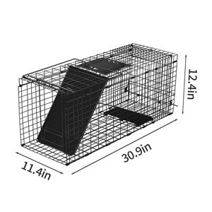 Trappola Pieghevole Nera Resistente da 32 Pollici per Procioni e Gatti, Gabbia Umana per Animali Vivi con Maniglia - Product Image 5