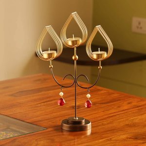 Luxury Gold Metal <b>Tealight</b> Candle <b>Holder</b> 3-Tier Iron Candelabra Centerpiece Wedding Party Home Decor Christmas Table Ornaments - Product Image 1