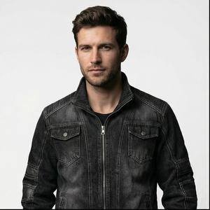 Veste en jean pour homme pour l'hiver, grande taille, design boutonné long, matière en toile épaisse, vêtements, manteau pour homme, veste en jean - Product Image 1