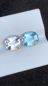 Aigue-marine naturelle et morganite, paire inversée de pierres précieuses ovales taillées, pour la création de bijoux fins, pierre précieuse de béryl pastel - Product Image 5