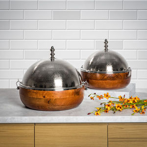 Vintage Wooden Casserole with Stainless Steel Lid Round Insulated <b>Food</b> Warmer for Home Use Chafing dish hot pot & <b>Food</b> <b>heater</b> - Product Image 2