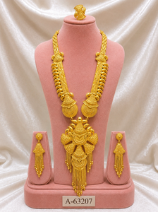 Juego de Joyería Étnica Vintage Chapada en Oro para Novia, Collar de Flores para Aniversario, Aretes, Maang Tikka A-63203 - Product Image 4