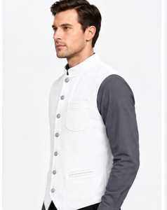 Men's Corduroy <b>Vest</b> Mandarin Collar Button Closure Full <b>Sleeve</b> - Product Image 5