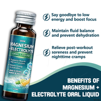Líquido Oral de Magnesio + Electrolitos, Apoyo Muscular y Nervioso, Energía, Hidratación, Alivio del Estrés, Recuperación, Botellas de 50 ml, Suplemento Dietético