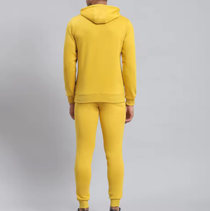 ชุดวอร์มผู้ชายสีเหลืองแบบแห้งเร็ว ระบายอากาศได้ดี ผ้าเฟรนช์เทอร์รี่ พิมพ์ลายตามสั่ง ขนาดใหญ่พิเศษ 2 ชิ้น - Product Image 4