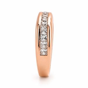 18K Gold Princess Cut Diamond Channel Setting <b>Ring</b> for <b>Men</b> Modern Minimalist Geometric Band Polished Finish Wedding Party Daily - Product Image 3