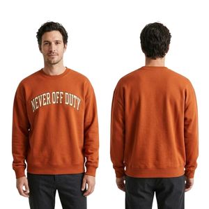 Sudadera de algodón polar color naranja óxido para hombre, de manga larga, cuello redondo, estilo urbano. - Product Image 3