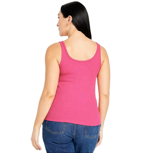 Camiseta sin mangas verde oliva para mujer, cuello redondo, corte ajustado, tela suave y elástica de algodón y spandex, top para mujer para usar en capas, ropa informal de verano - Product Image 3