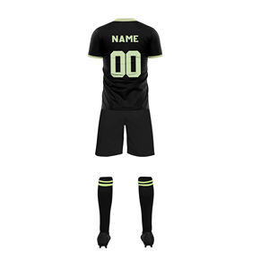 five B Custom Sublimation Soccer Jersey Set Black with Teal Accents Short Sleeve Moisture Wicking <b>Athletic</b> Fit for Men OEM ODM - Product Image 6