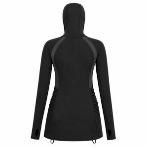 Haut de maillot de bain intégré avec capuche hijab, manches longues, résistant au chlore, UPF 50+, tunique burkini - Product Image 2