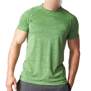 เสื้อยืดออกกำลังกายผู้ชายคอโอ แขนสั้น ผ้าสเตรช สีเขียว ปี 2026 รุ่นใหม่ล่าสุด ผลิตตามสั่ง - Product Image 1