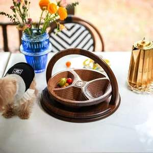 Wholesale Premium Quality Eco-Friendly Modern <b>Wooden</b> Dry Fruit <b>Basket</b> Handmade Snack Bowl Multi-Purpose for Home Hospitality - Product Image 1