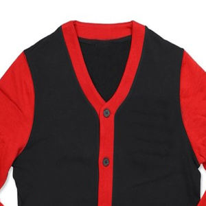 Cardigan Homme Oversize en Maille Nylon/Acrylique Col V Boutons Recouverts Anti-Plis Logo Personnalisé Rouge Noir Uni Devant Uni - Product Image 4