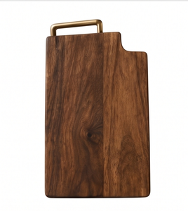 Planche de service moderne en bois de manguier avec poignée en laiton de luxe et plateau de service en métal - Product Image 1