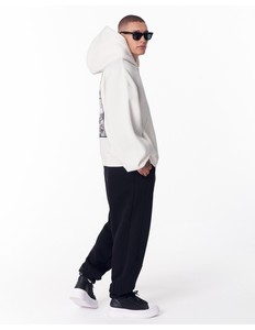 Sweat-shirt blanc surdimensionné pour homme avec impression d'acide désoxyribonucléique, design streetwear minimaliste, coupe classique, coton French Terry - Product Image 3